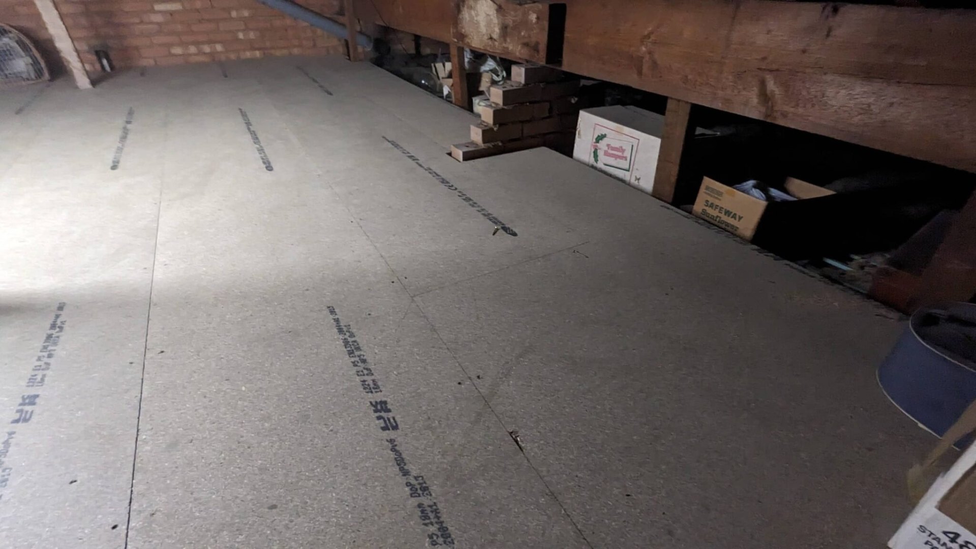 Loft boards finished beneath reflective foil lining