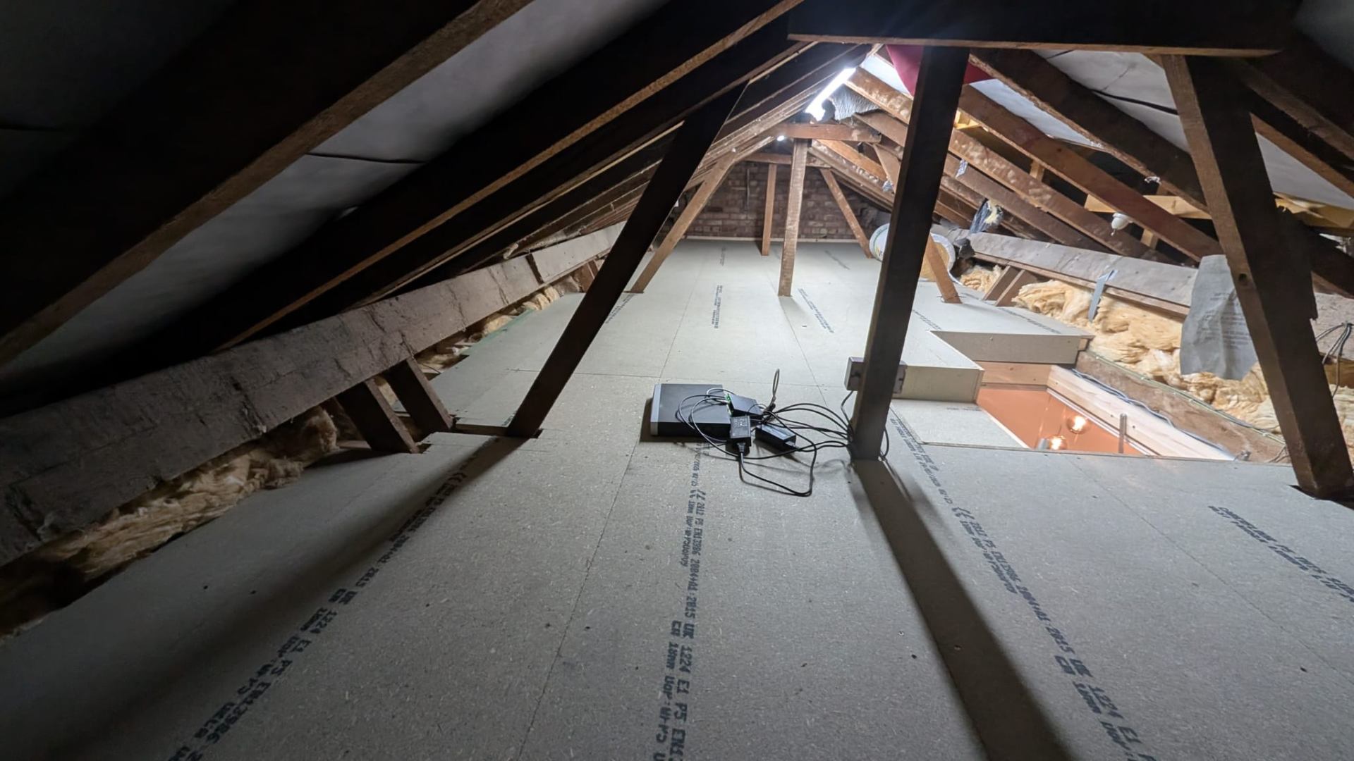 Spacious finished loft floor — full boarding install